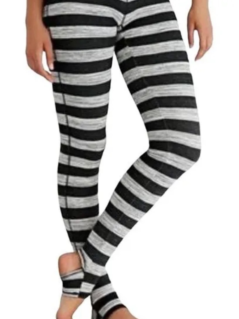 Free People Striped Stirrup Leggings - Black & Gray
